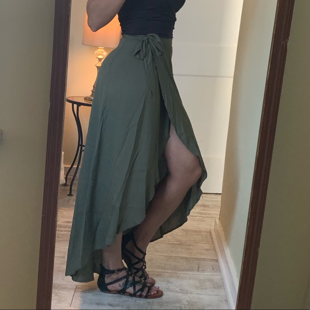 Army Green Wrap Around Skirt